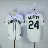 Seattle Mariners #24 Ken Griffey Mariners 24 White Retro Style 2