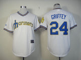 Seattle Mariners #24 Ken Griffey Mariners 24# White Retro