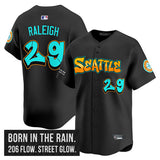 Seattle Mariners #29 Cal Raleigh Black 2025 'Graffiti Emerald Drop Edition' Vapor