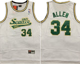 Seattle SuperSonics #34 Ray Allen Supersonics 34 # Allen White Retro Premium Mesh Jersey