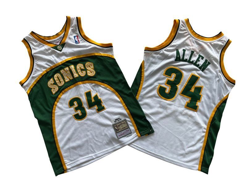 Seattle SuperSonics #34 Ray Allen Supersonics 34 # White 06-07 Season Mitchell Retro Jersey --. Allen _[1]