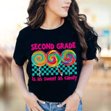Second Grade is as Sweet as Candy Back-to-School T-Shirt for Teachers, Sweet Lollipops Second Grade Teacher Tee, Teacher Appreciation Gift