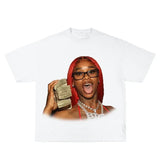 Sexxy Red Inspired Vintage Graphic T-shirt Heavy Cotton Tee Basketball 90 s Styled Shirt Hiphop Vibes Y2K Aesthetic Throwback Classic Big Face Celebrity Tee