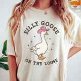 Silly Goose On The Loose Tshirt, Cowboy Goose Tee, Adult Humor Shirt, Funny Goose Tee, Goose University, Unisex T-Shirt, Gifts For Friend, Short Sleeve Tee Shirt, Gifts For Birthday Fathers Day Christmas
