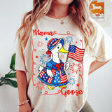 Silly Mama 4th of July Goose Shirt, Silly Goose America Coquette Bows Tee, Fourth Of July Patriotic Goose Mom Gift, Memorial Day Girly Shirt