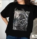 Sitting wolf shirt literally me funny meme tshirt