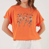 Skeleton Dancing Halloween Tee Shirt,  Anti Trump Unisex Short Sleeve Shirt, Skeleton Shirt, Halloween Skeleton Shirt, Dancing Skeleton Shirt