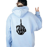 Skeleton Middle Finger Hoodie - Skeleton Lover Day Hoodie Retro Soft Casual Cotton Menswear Apparel Long Clothes