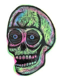 Skull Woodcut Printed on Painted and Shaped Wooden Panels Decor Decoration Wall Art