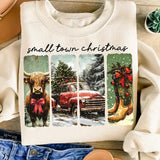 Small Town Christmas Tshirt Sweatshirt, Cowgirl Western Outfit, Small Town Girl Christmas, Cow Christmas Shirt, Unisex Sweater Pullover Tee