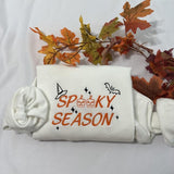 Spooky Season embroidered crewneck, Halloween embroidered crewneck, Pumpkin Embroidered sweatshirt Cotton Casual embroidered crewneck