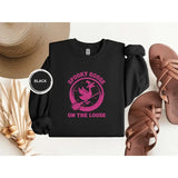 Spooky goose sweatshirt Pink halloween gifts Silly goose on the loose sweatshirt Crewneck sweatshirt women fall Trendy seasonal sweatshirts