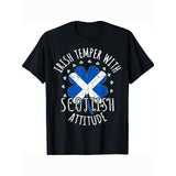 St. Patrick's Day Men's T-Shirt - Irish Temper & Scottish Attitude, 100% Cotton, Casual Fit with Crew Neck, Short Sleeves, Machine Washable Made in USA