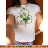 St Patricks Day Baby Tee, St Pattys Day Cat Baby Tee, Irish Girl Y2k Clothes, Cat Lovers Shirt, Shamrock Shirt, Y2K St Paddy Summer Top