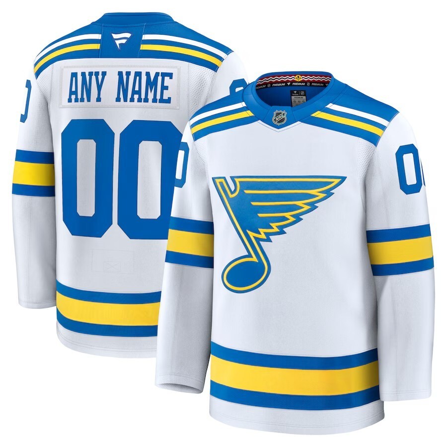 St. Louis Blues Fanatics Away Premium Custom Jersey - White Style 1