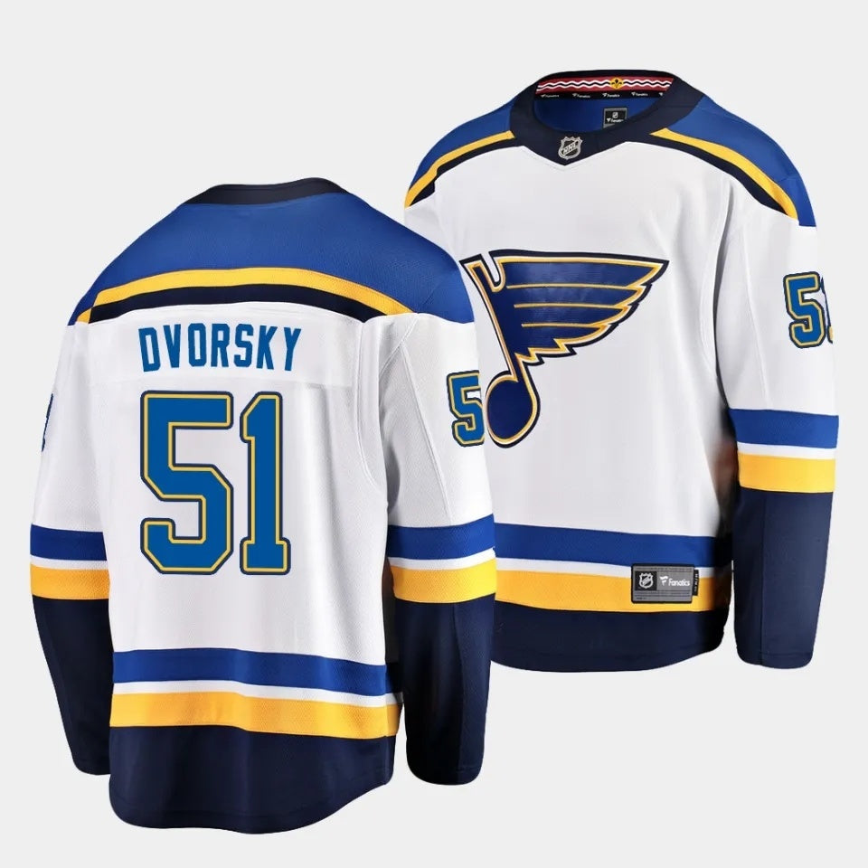 St. Louis Blues #51 Dalibor Dvorsky Away White Jersey 2023 NHL Draft
