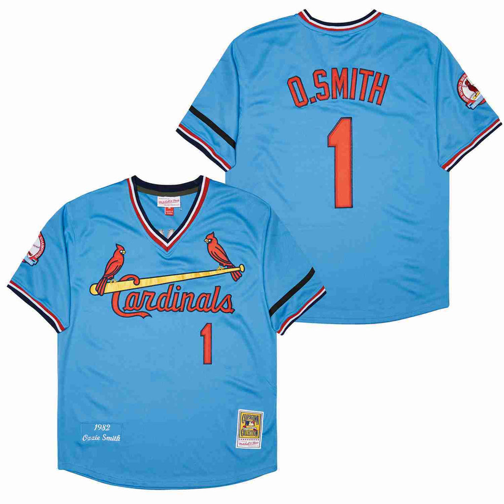 St. Louis Cardinals #1 Ozzie Smith Cardinals 1 Blue Pullover 1982 Retro