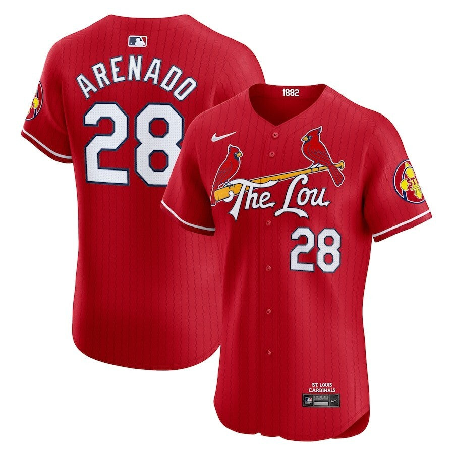 St. Louis Cardinals #28 Nolan Arenado 2024 City Connect Elite Player Jersey - Red