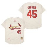 St. Louis Cardinals #45 Bob Gibson Cardinals 45 Off-White 1964 Retro