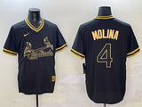 St. Louis Cardinals #4 Yadier Molina Red Black Gold Adult