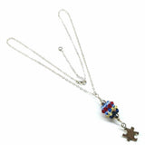 Sterling Silver Autism Awareness Crystal Barrel Necklace