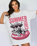 Summer Vibes Tshirt, Summer Vibes Cow Shirt, Retro Summer Shirt, Funny Beach Shirt, Cute Beach Tshirt, Trendy Womens Tee, Gift For Her