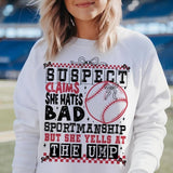 Suspect Claims Baseball DTF Transfers - THIS IS NOT A SHIRT