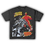 THE SILVER SURFER VS. HUMAN TORCH TEE, For Men, For Women, Breathable Soft Cotton, Casual Round Neck, Regular Fit, All-Season