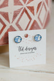 Michigan Blue Floral Stud