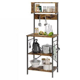 Industrial, Modern, Kitchen, Metal, Wood Shelf, Bakers Rack, Microwave Stand