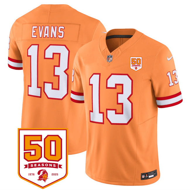 Tampa Bay Buccaneers #13 Mike Evans Orange 2025 F.U.S.E. 50th Anniversary Patch
