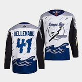 Tampa Bay Lightning #41 pierre-edouard-bellemare-white-2022reverse-retro-2.0-authentic-primegreen-jersey