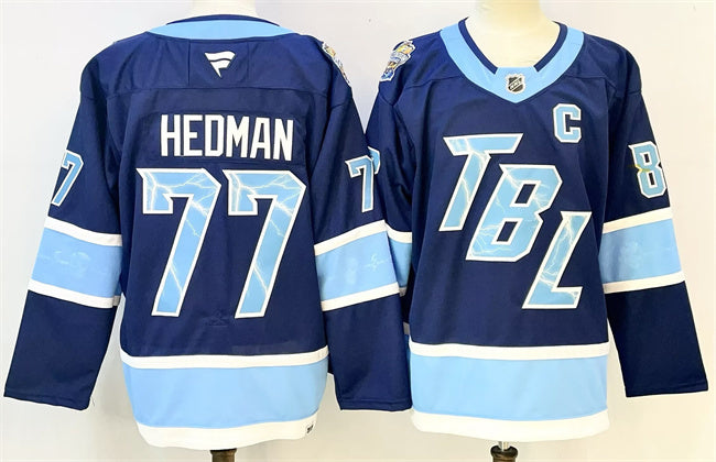 Tampa Bay Lightning #77 Victor Hedman Blue 2026 Stadium Series With C Patch