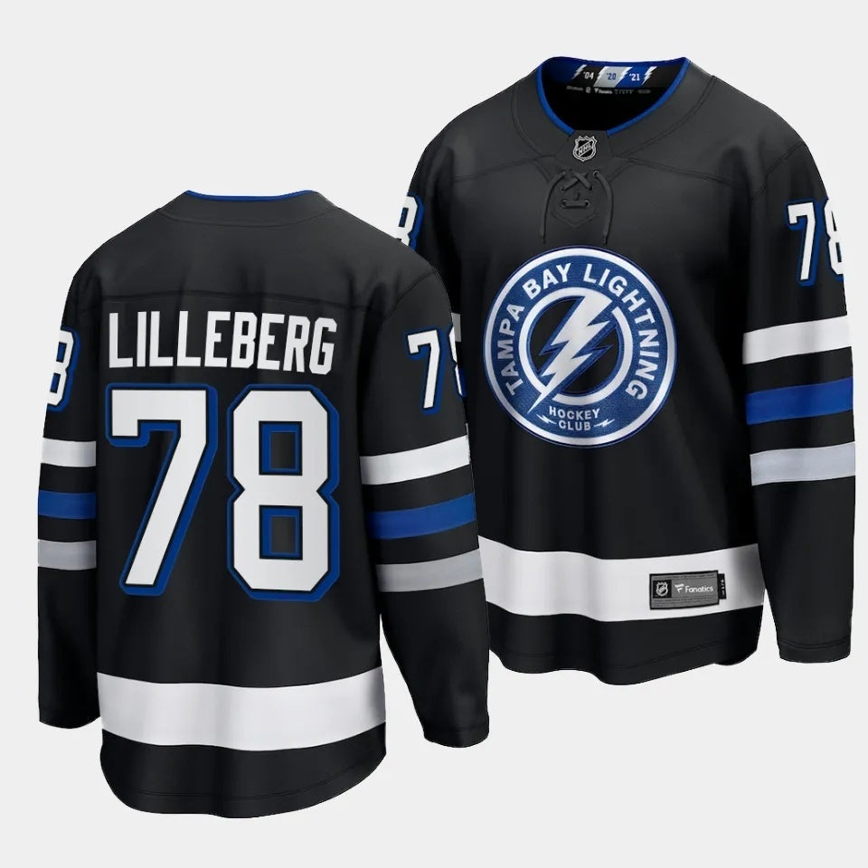 Tampa Bay Lightning #78 Emil Lilleberg 2023-24 Alternate Black Style 1