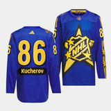 Tampa Bay Lightning #86 Nikita Kucherov 2024 NHL All-Star Game Blue Jersey Style 1