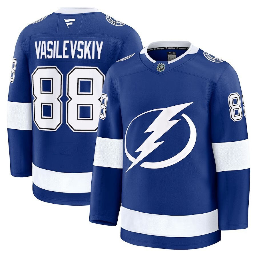 Tampa Bay Lightning #88 Andrei Vasilevskiy Home Premium Jersey - Blue