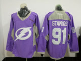 Tampa Bay Lightning #91 Steven Stamkos Purple Breast cancer
