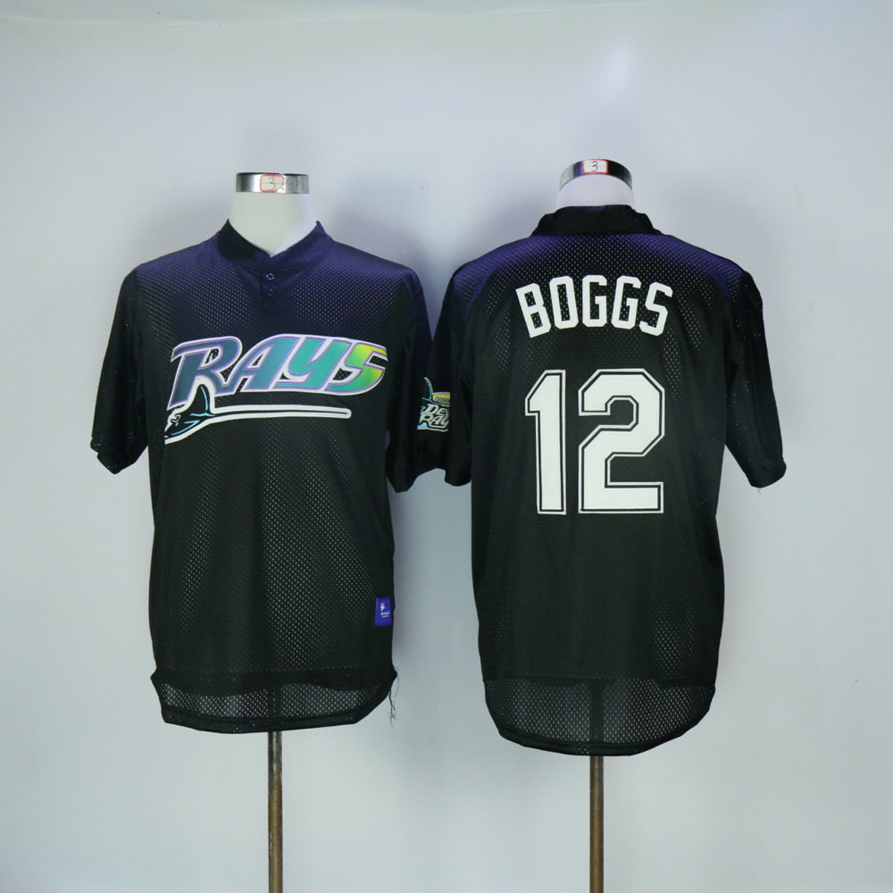 Tampa Bay Rays #12 Wade Boggs Rays 12 Black Retro