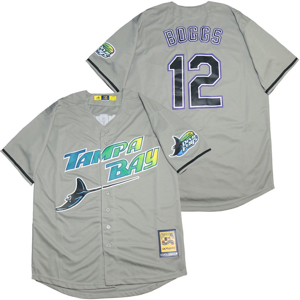 Tampa Bay Rays #12 Wade Boggs Rays 12 Gray Fan Retro