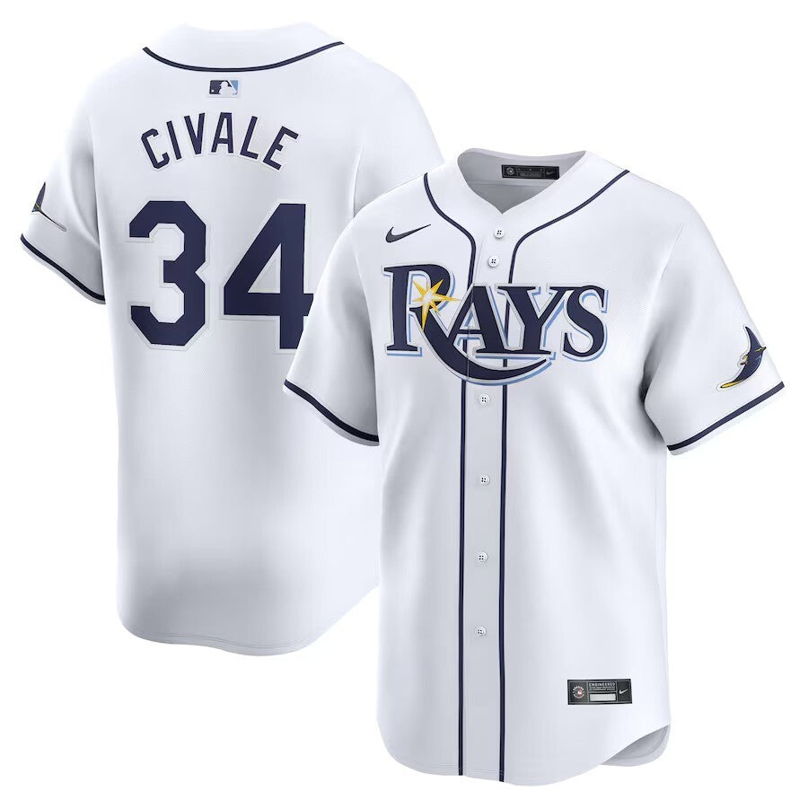 Tampa Bay Rays #34 Aaron Civale Home Limited Player Jersey - White