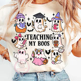 Teaching my boos shirt,Halloween teacher shirt,coquette pencil shirt,ghost teacher shirt,halloween shirt,cute ghost shirt,teacher shirt,gift for teacher