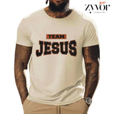 Team Jesus Shirt Casual Style Crew Neck Short Sleeve T-Shirt Tops Trendy for Unisex, Perfect Gift Ribbed