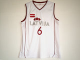 Team Latvija #6 Kristaps Porzingis 6 # 2017 Team White Basketball Jersey 1