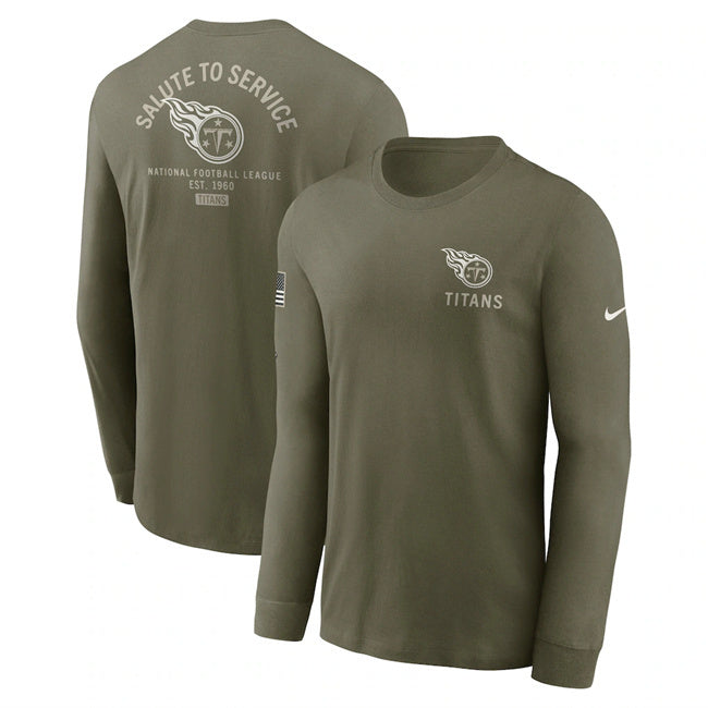 Tennessee Titans Olive 2025 Salute to Service Sideline Long Sleeve T-Shirt