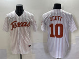 Texas Longhorns #10 Mia Scott White Pinstripe ncaa Collaboration Style 3