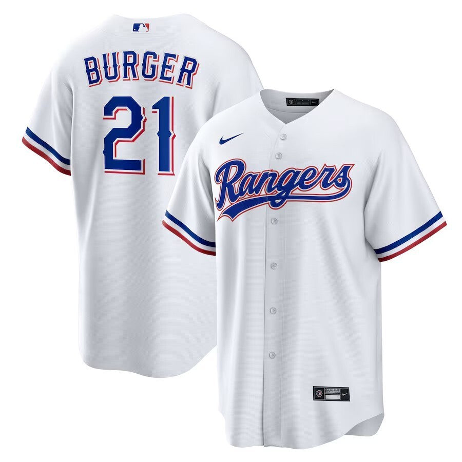 Texas Rangers #21 Jake Burger Home Replica Jersey - White