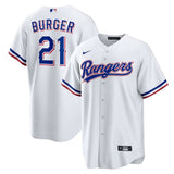 Texas Rangers #21 Jake Burger Home Replica Jersey - White