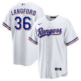 Texas Rangers #36 Wyatt Langford Home Replica Jersey - White