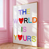 The World Is Yours Colorful Poster Print, INSTANT DIGITAL DOWNLOAD, Retro Fashion, Trendy Aesthetic Art, Dorm Bedroom Painting, Gallery Wall