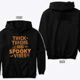 Thick Thighs And Spooky Vibes Halloween Horror Spiderweb Unisex Cotton Sweatshirt and Hoodie for men and women Menswear Medium pink hoodie